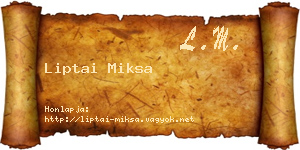 Liptai Miksa névjegykártya